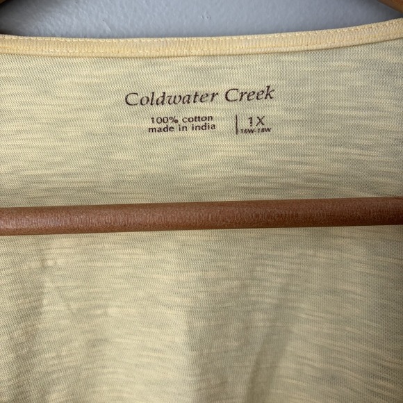 Coldwater Creek Womens Butter Yellow 3/4 Sleeve Round Neck Pullover Blouse Sz 1X - Picture 2 of 9